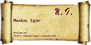 Medus Igor névjegykártya